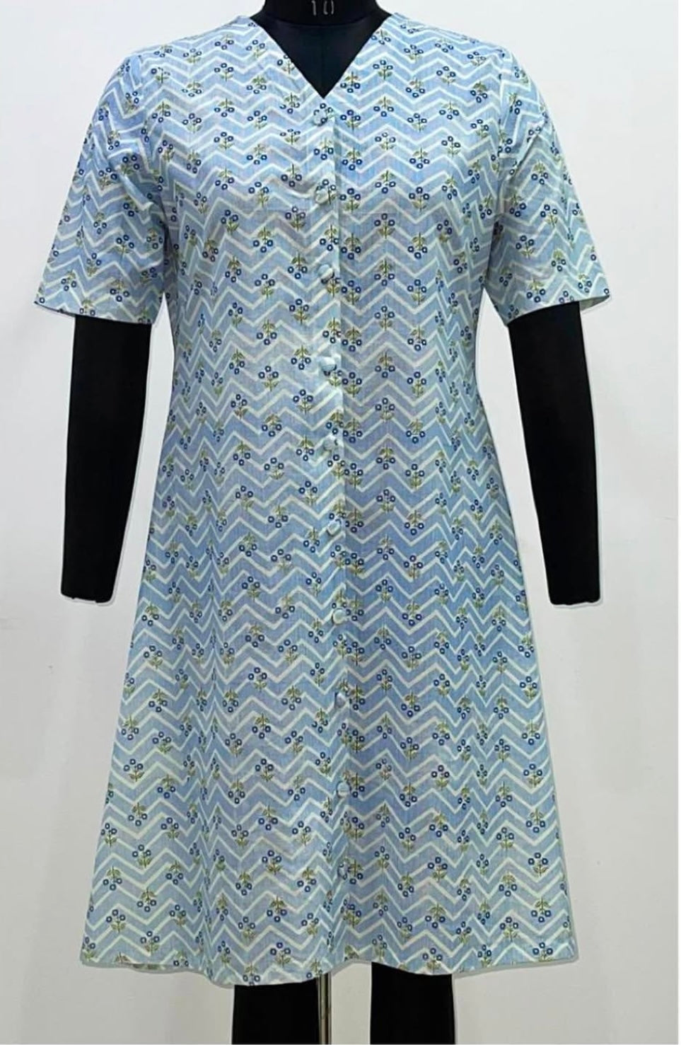 V-NECK BUTTON DOWN DRESS