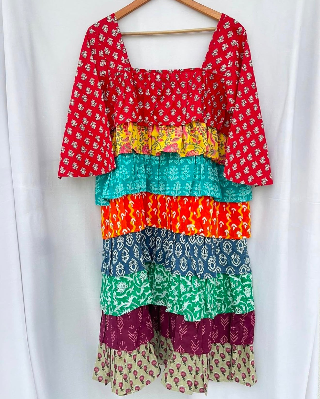 MIDI RAINBOW TIERED DRESS