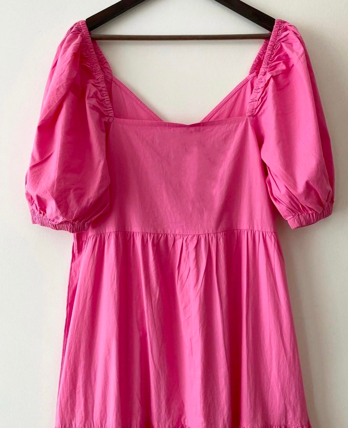LONG TIERED DRESS WITH BALLOON SLEEVES