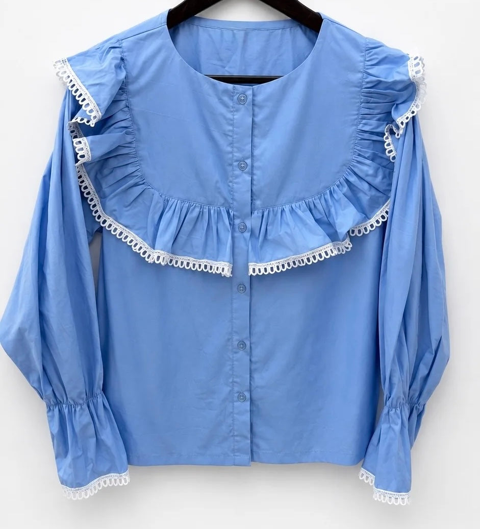 COTTON BLOUSE WITH DELICATE LACE