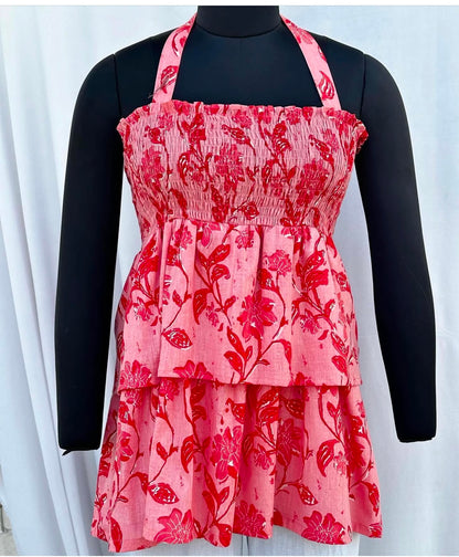 TIERED TUBE TOP CUM DRESS WITH STRAPS