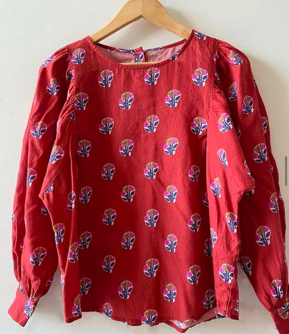 BACK BUTTON CLOSURE TOP WITH PUFFED FULL SLEEVES