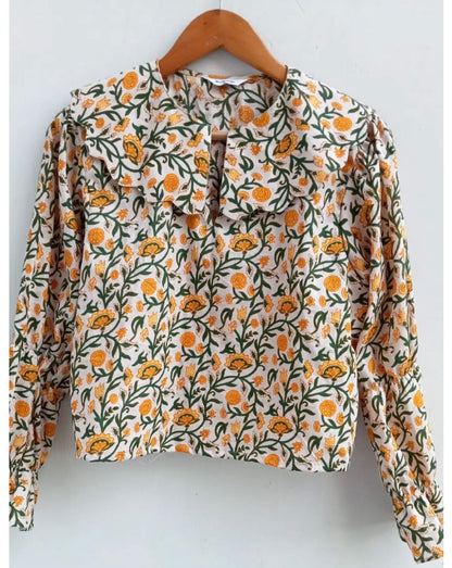 PLACKET TOP WITH PUFFED SLEEVES
