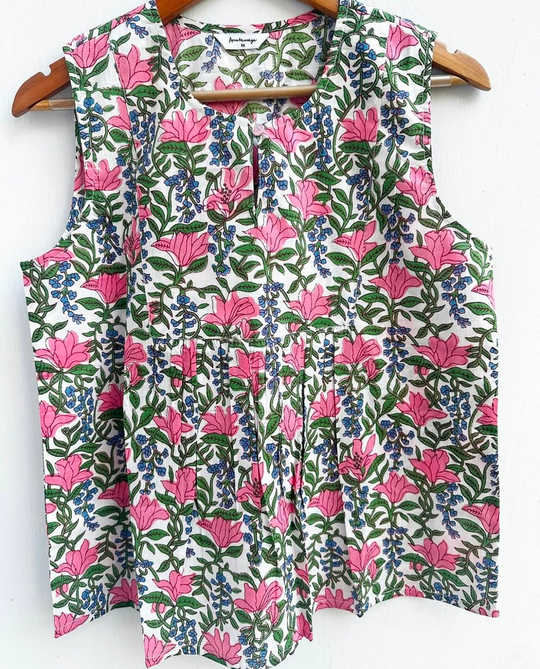 GATHERS TUNIC WITH FRONT BUTTON PANEL