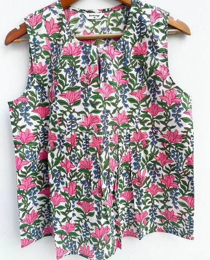 GATHERS TUNIC WITH FRONT BUTTON PANEL