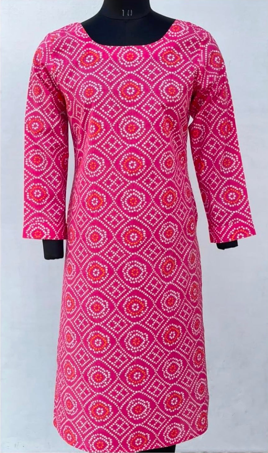LONG ROUND NECK KURTA WITH FULL SLEEVES