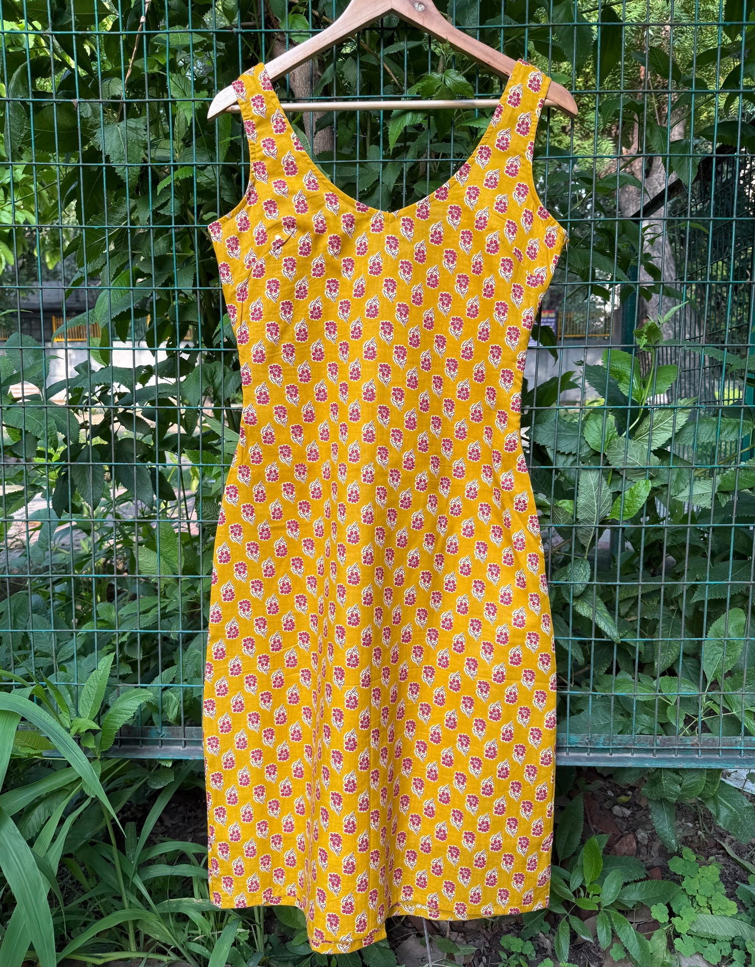 PRINTED STRAIGHT DRESS WITH LINING