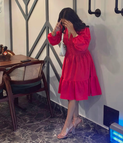 CREPE STYLED DRESS WITH LINING