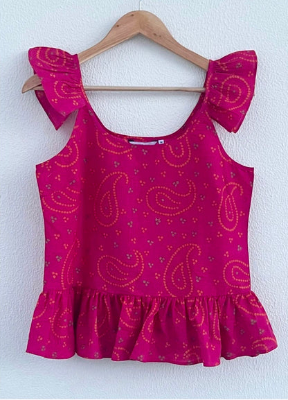 FRILL-TRIMMED STRAPPY TOP