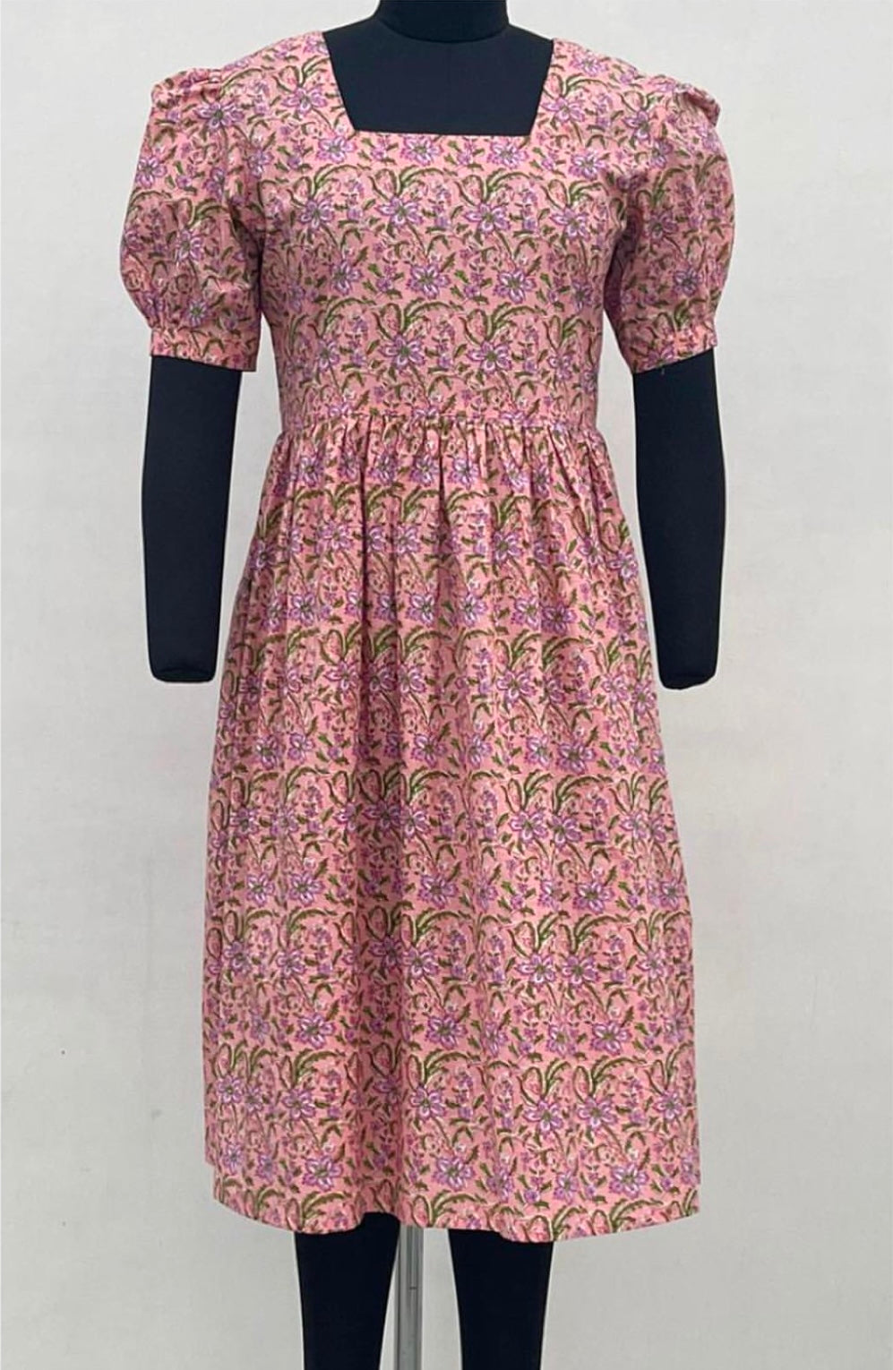 PUFFED SLEEVES LONG  DRESS