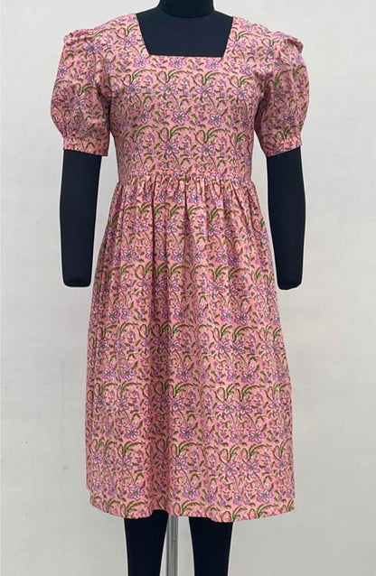 PUFFED SLEEVES LONG  DRESS