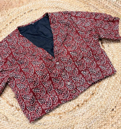 FRONT OPEN V-NECK BLOUSE