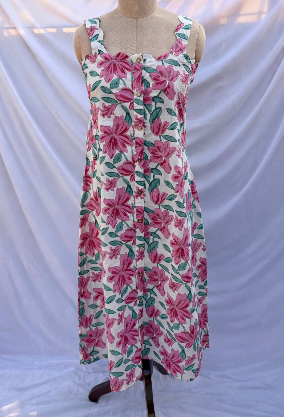 SCALLOP BUTTON DOWN DRESS