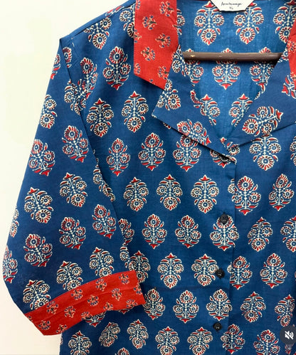 CONTRASTED CUBAN COLLARED SHIRT
