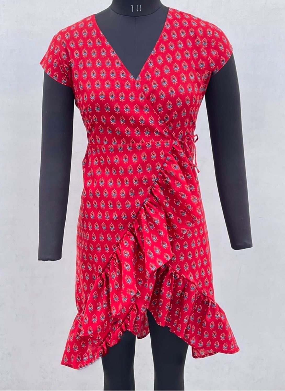 FRILLED WRAP ON DRESS