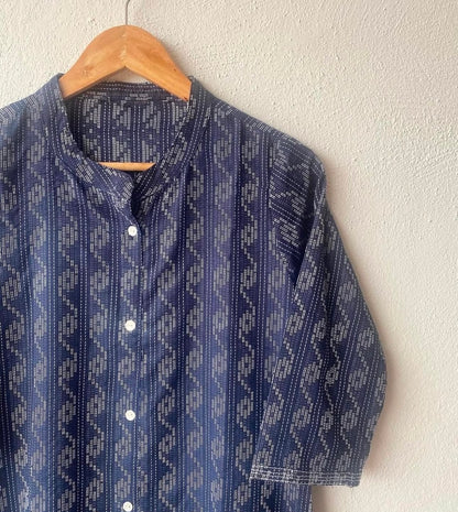 LONG BUTTON DOWN KURTA WITH BAND COLLAR