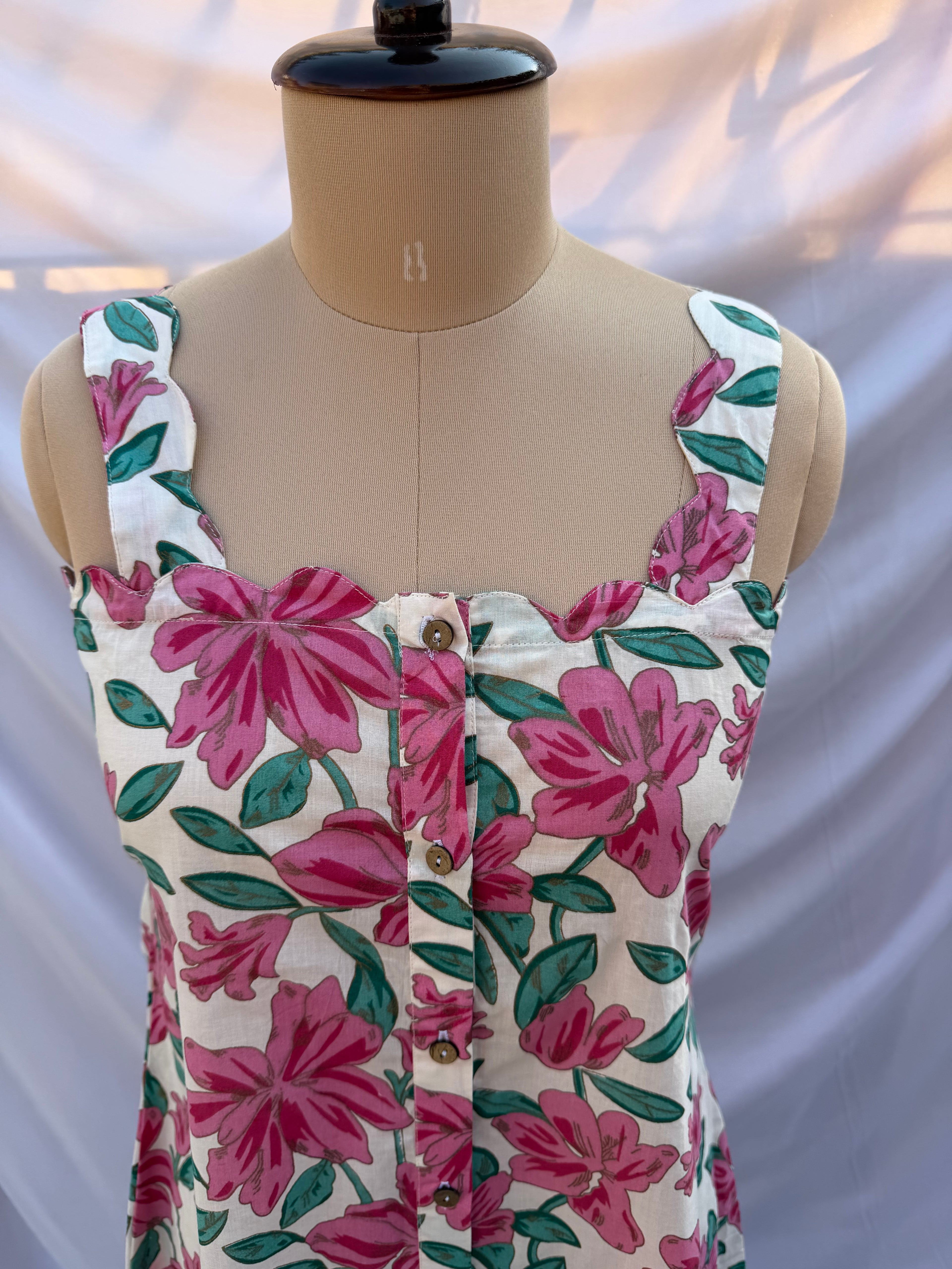 SCALLOP BUTTON DOWN DRESS