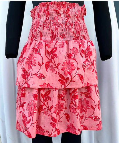 SMOCKED WAIST TIERED SKIRT