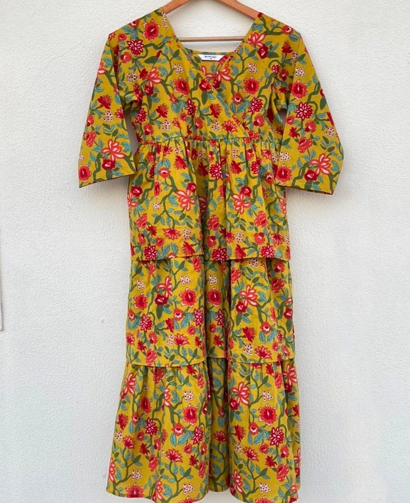 BACK AND FRONT V NECK TIERED DRESS