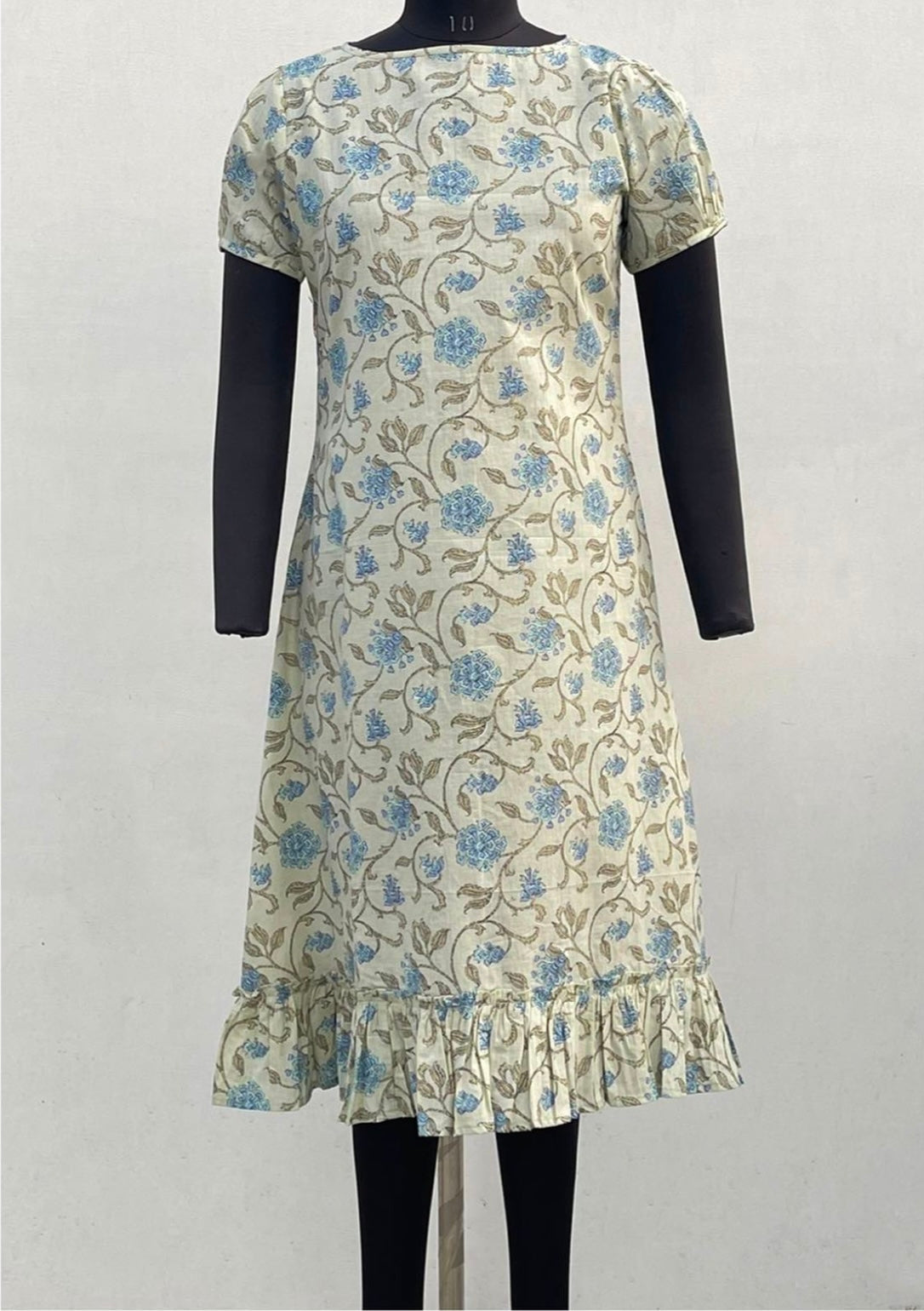 BOAT NECK MIDI DRESS WITH BOTTOM FRILL