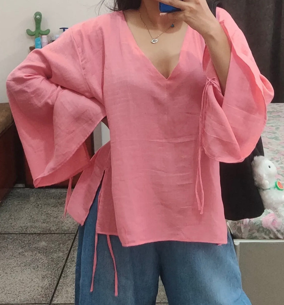 BELL SLEEVES SHORT KURTA WITH STRINGS