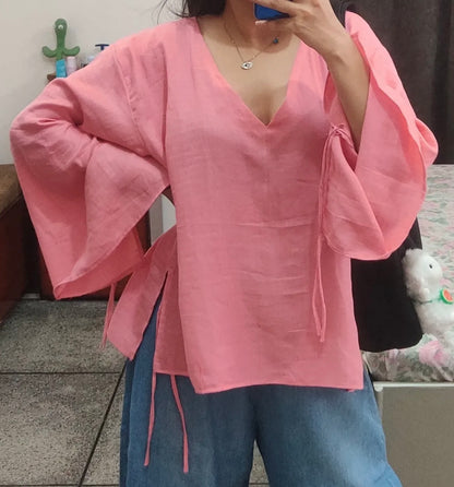 BELL SLEEVES SHORT KURTA WITH STRINGS