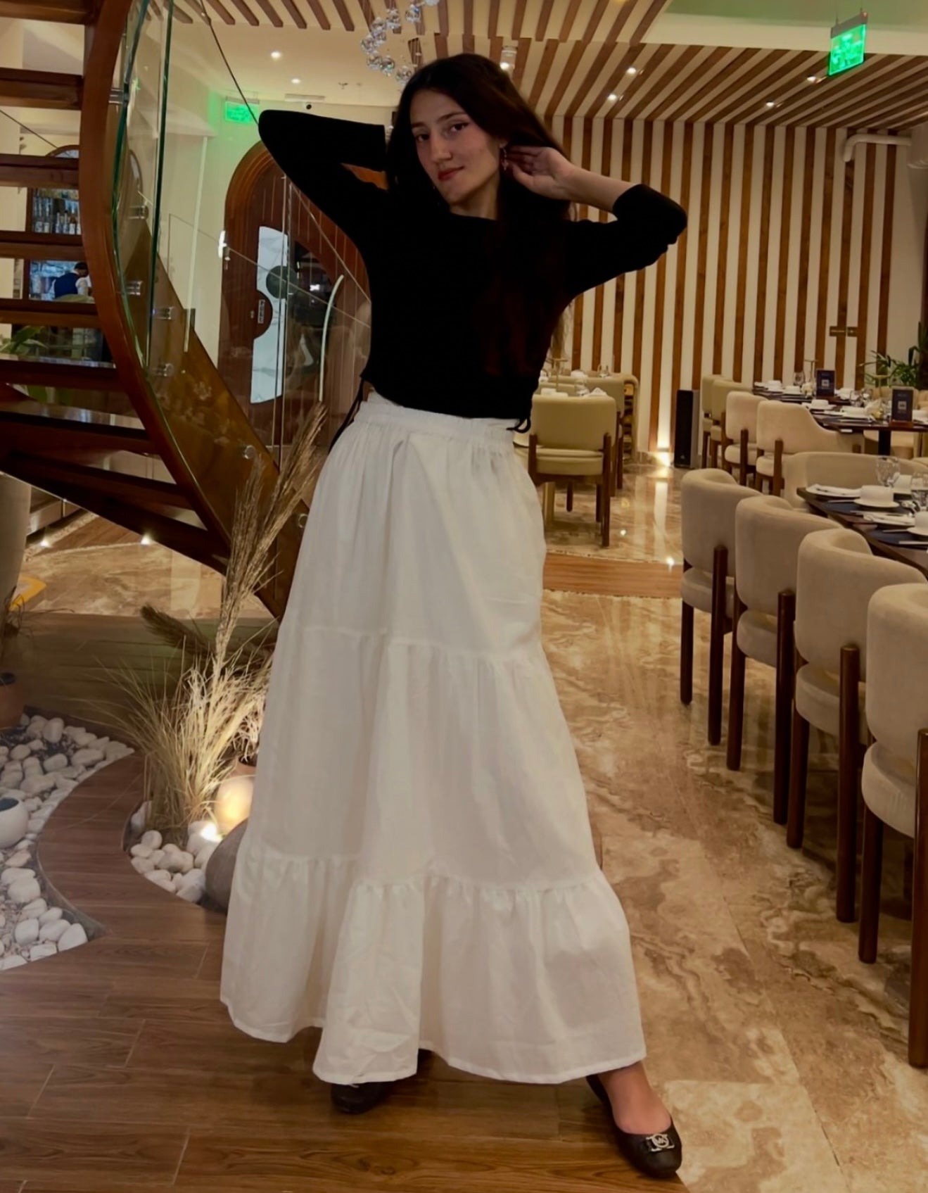 SOLID WHITE TIERED SKIRT