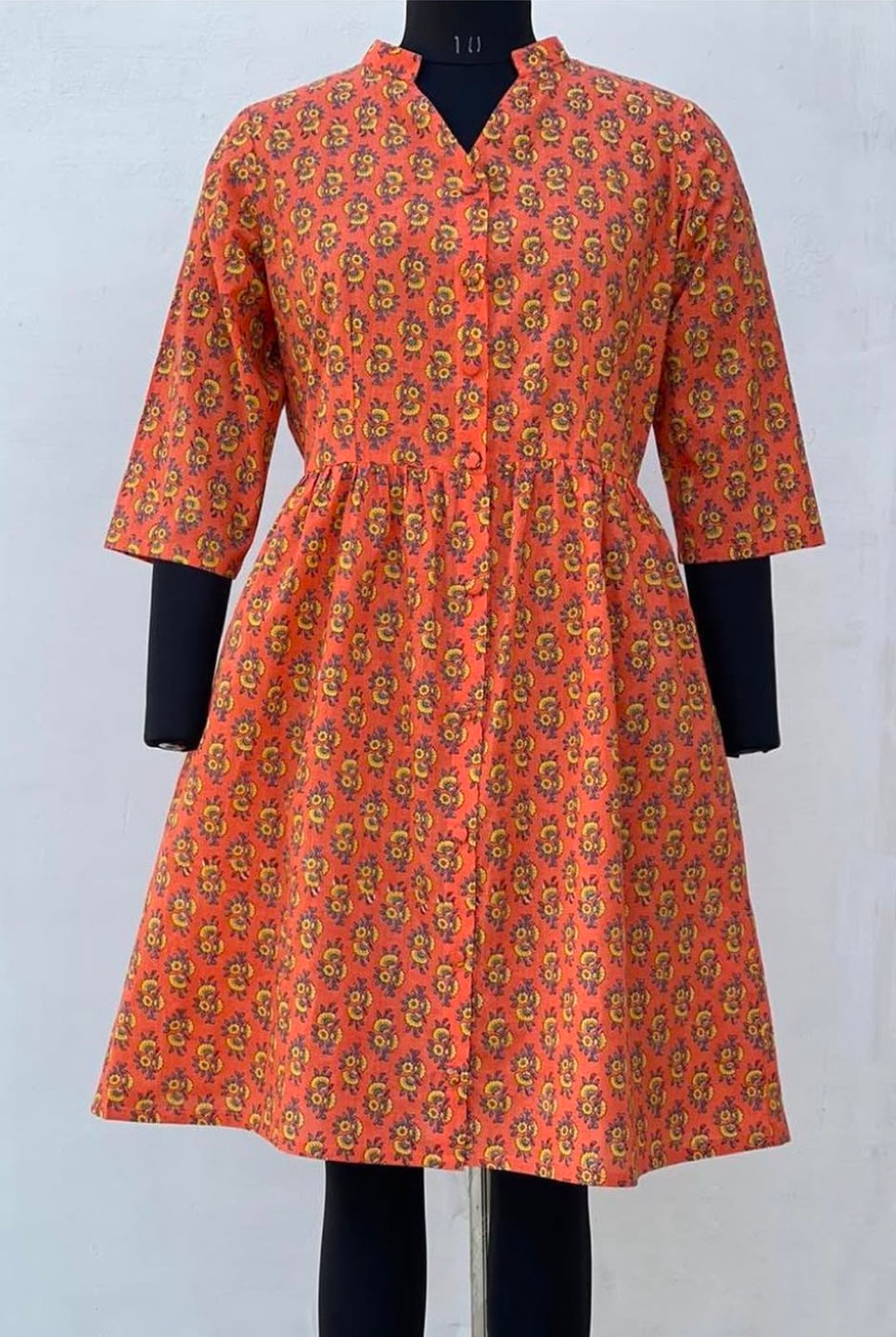 MANDARIN COLLARED BUTTON DOWN DRESS