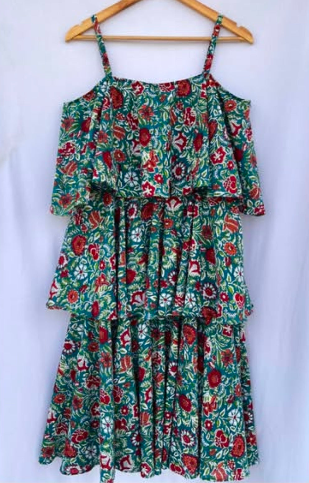 RUFFLED FIT AND FLARE DRESS