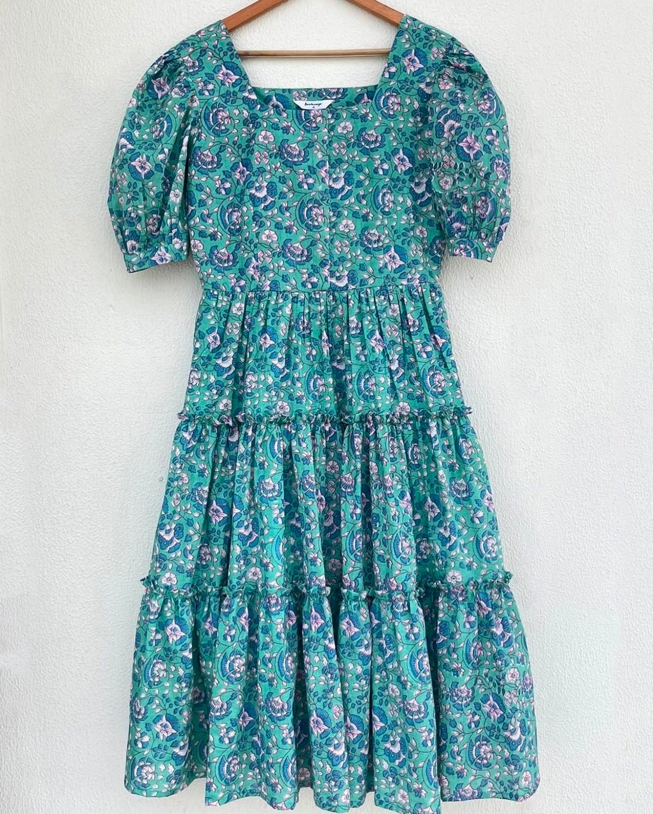 LONG TIERED DRESS WITH FRONT BUTTON PANEL