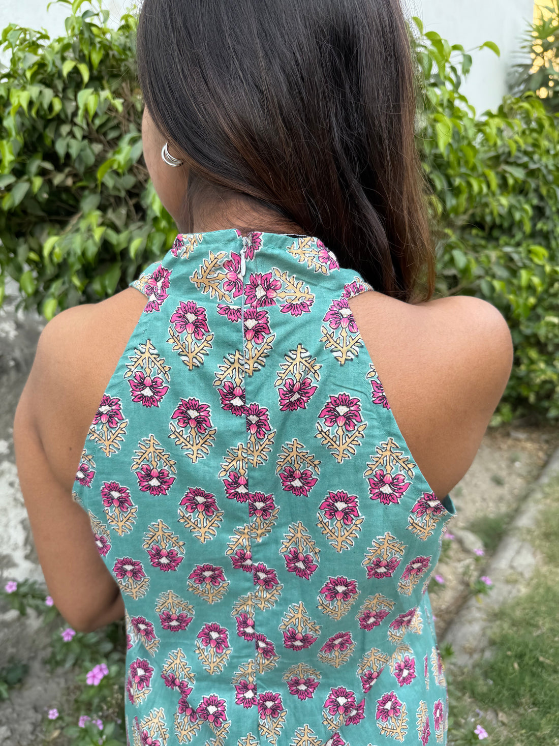 HALTER NECK GATHERED TOP WITH BACK ZIP