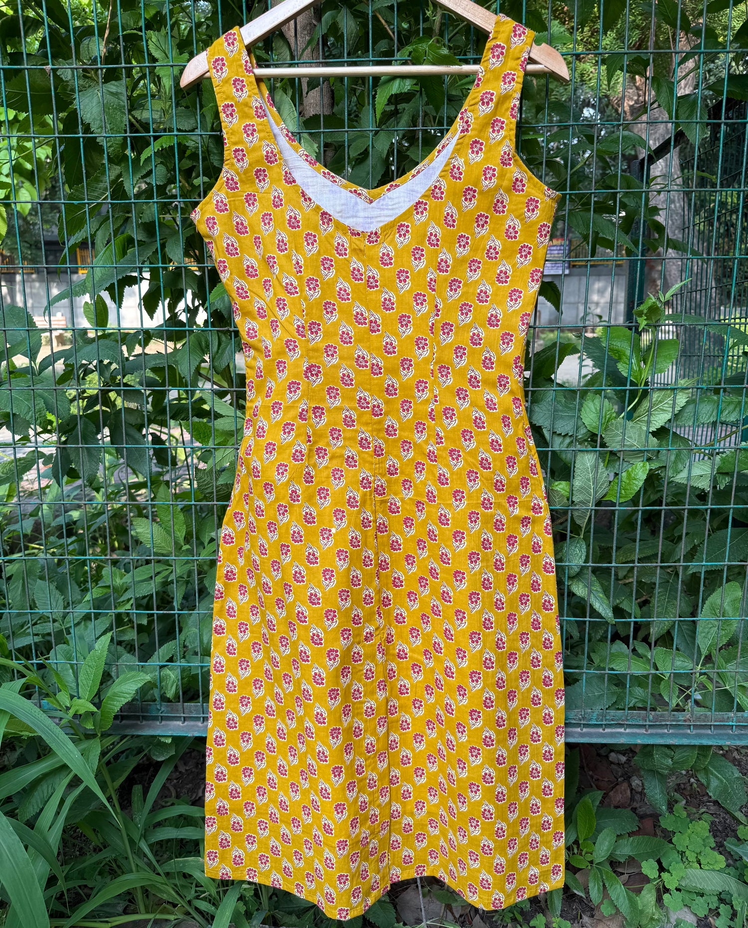 PRINTED STRAIGHT DRESS WITH LINING