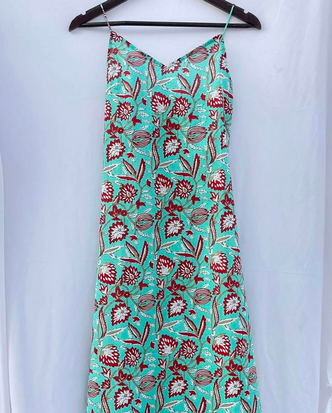 NOODLE STRAP DRESS WITH ELASTICATED BACK