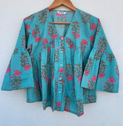 PATTERNED BUTTON DOWN TOP