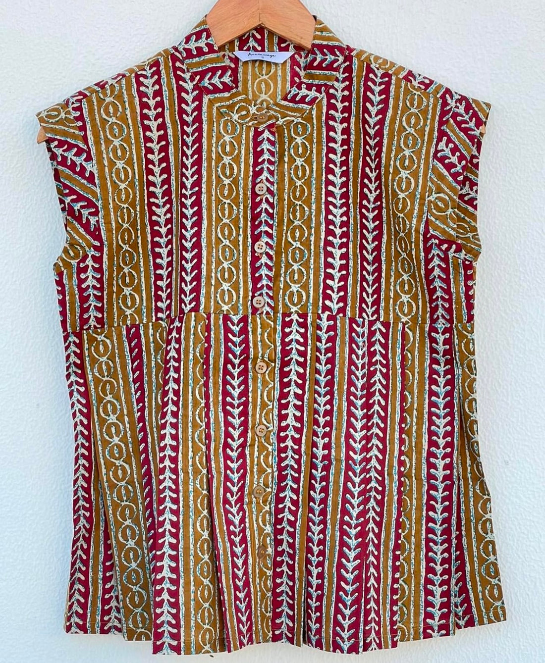 BAND COLLARED SHIRT WITH CAP SLEEVES