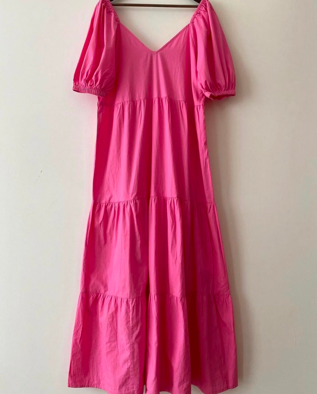 LONG TIERED DRESS WITH BALLOON SLEEVES