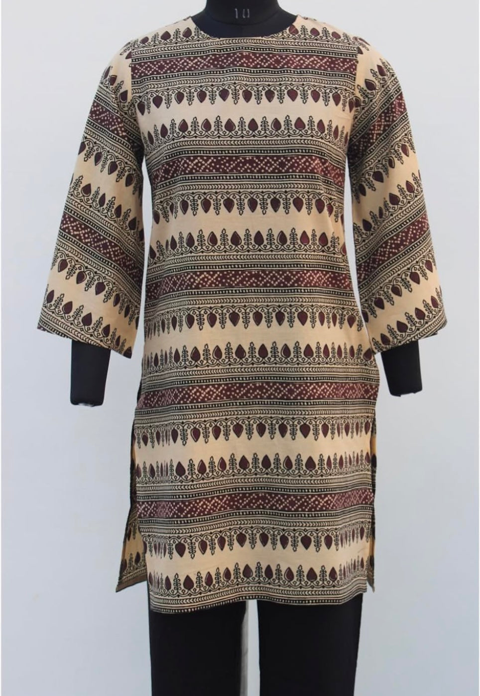 BOAT NECK LONG KURTA WITH FLARED SLEEVES