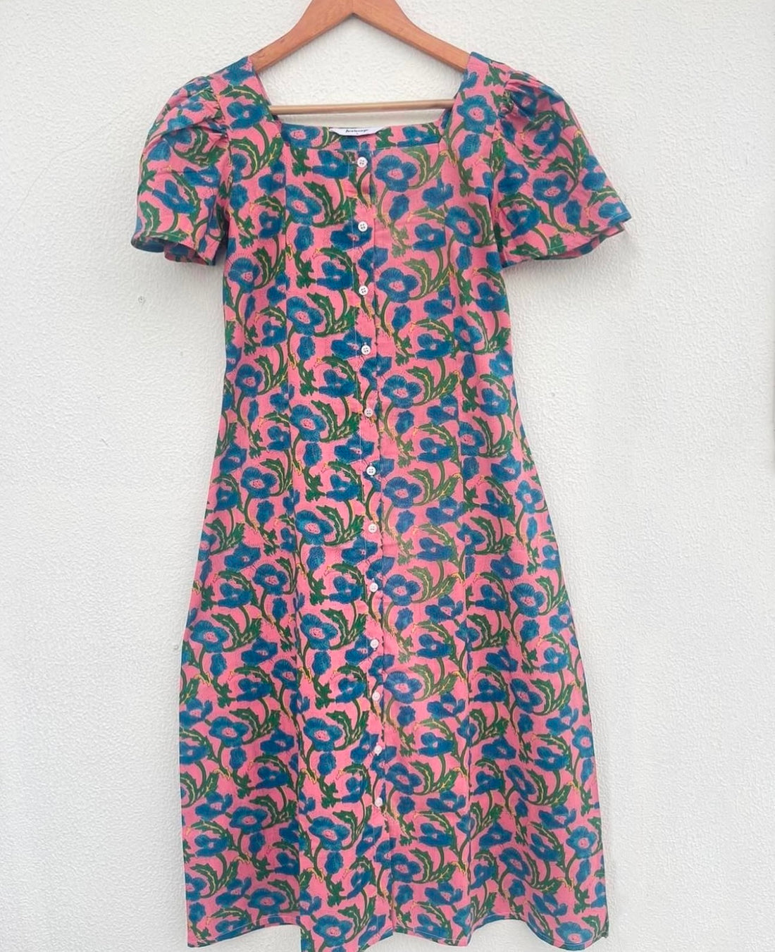 BUTTON DOWN DRESS WITH KIMONO SLEEVES
