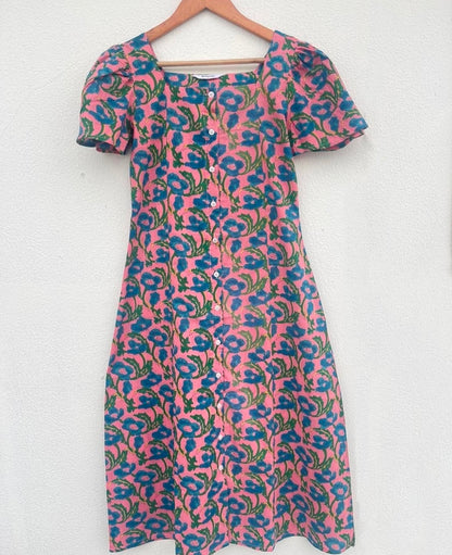 BUTTON DOWN DRESS WITH KIMONO SLEEVES