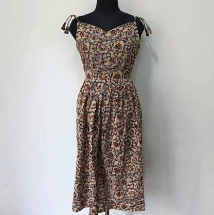 TIE-UP STRAPS GATHERED DRESS