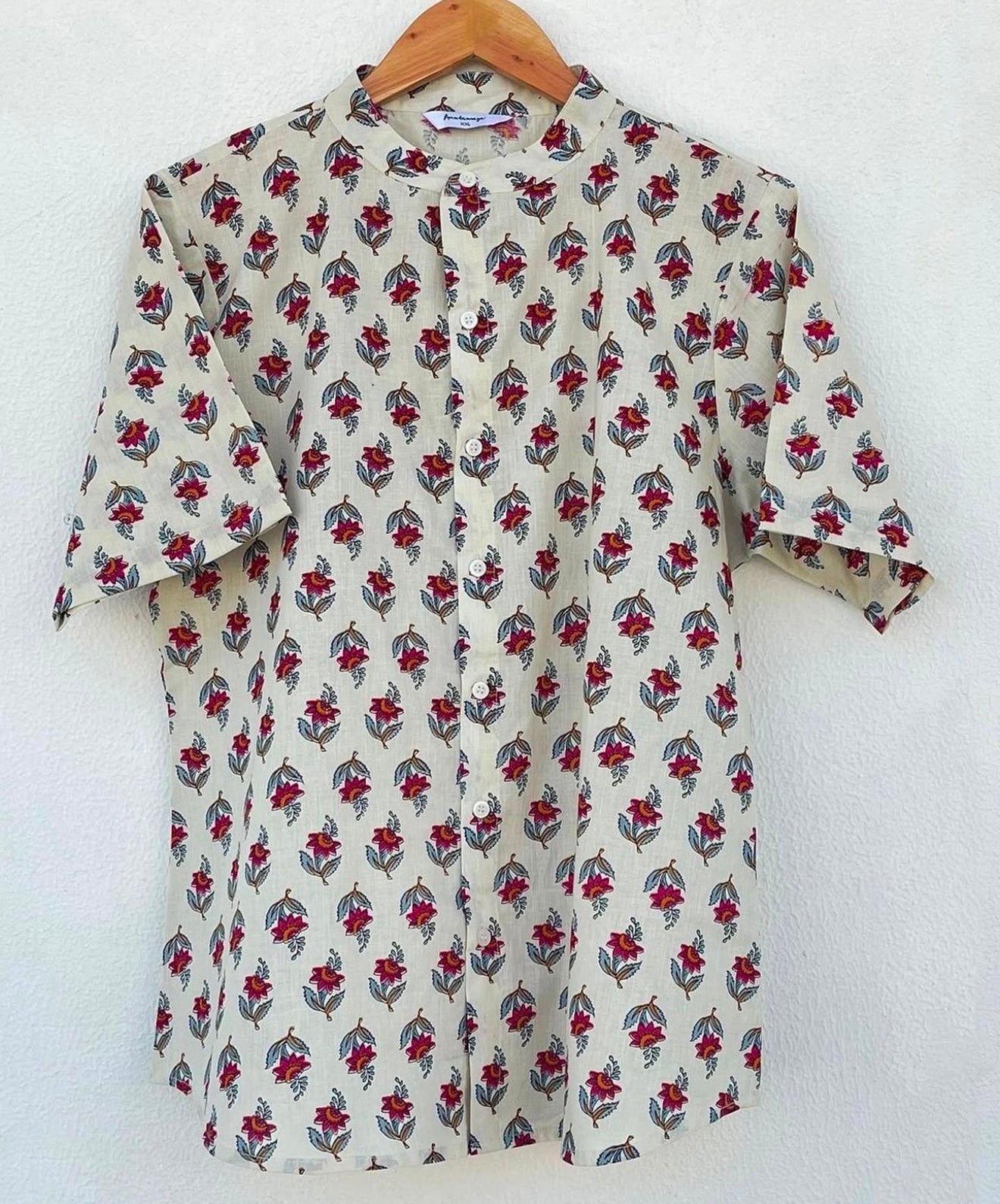 OVERSIZED CHINESE COLLARED SHIRT WITH CURVED HEM