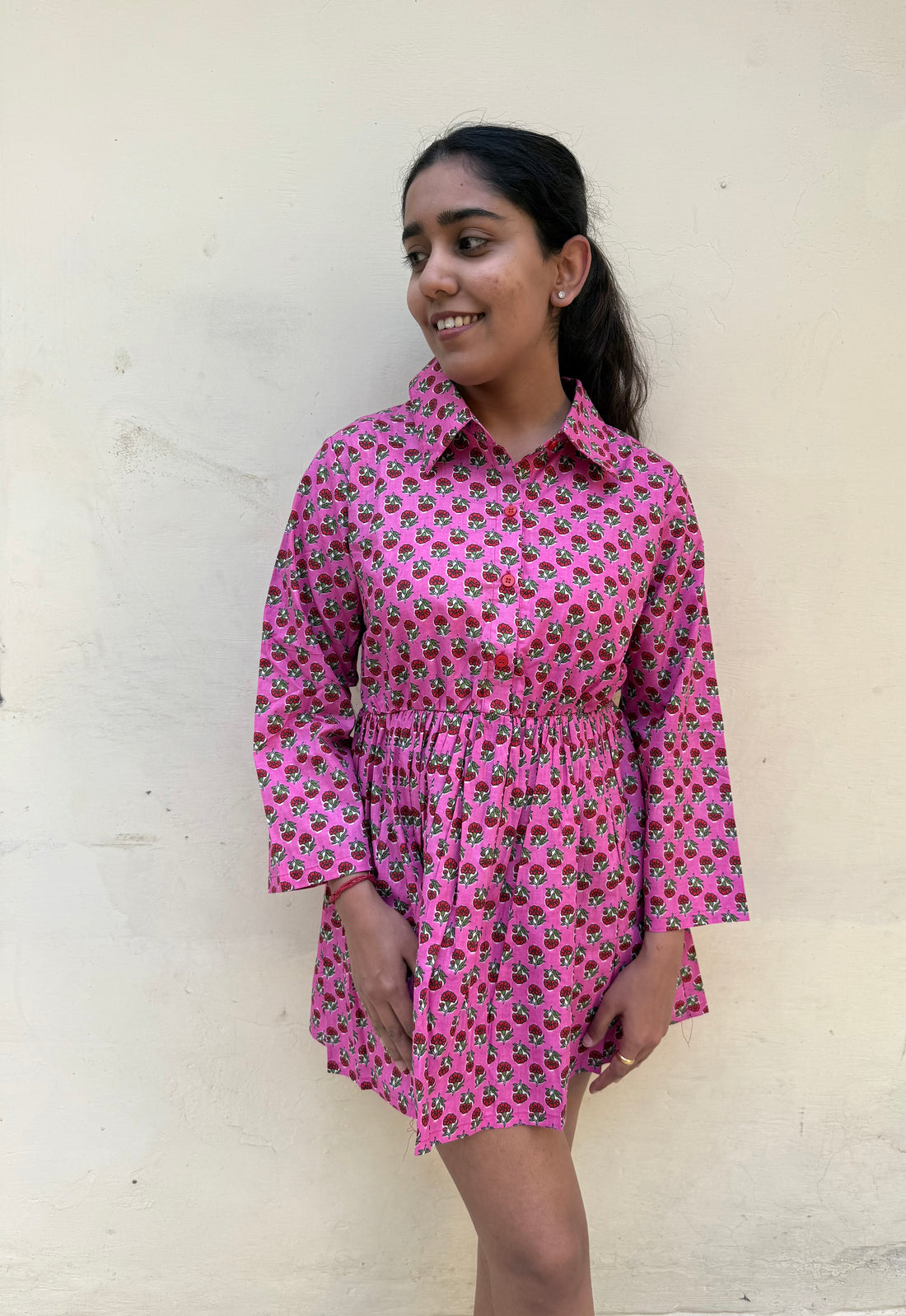 SHIRT CUM DRESS WITH ELASTICATED WAIST