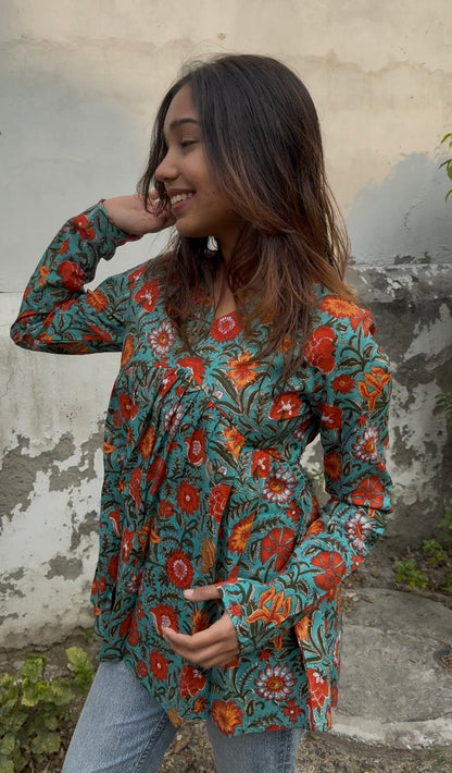 PEPLUM TOP WITH CHURIDAR SLEEVES