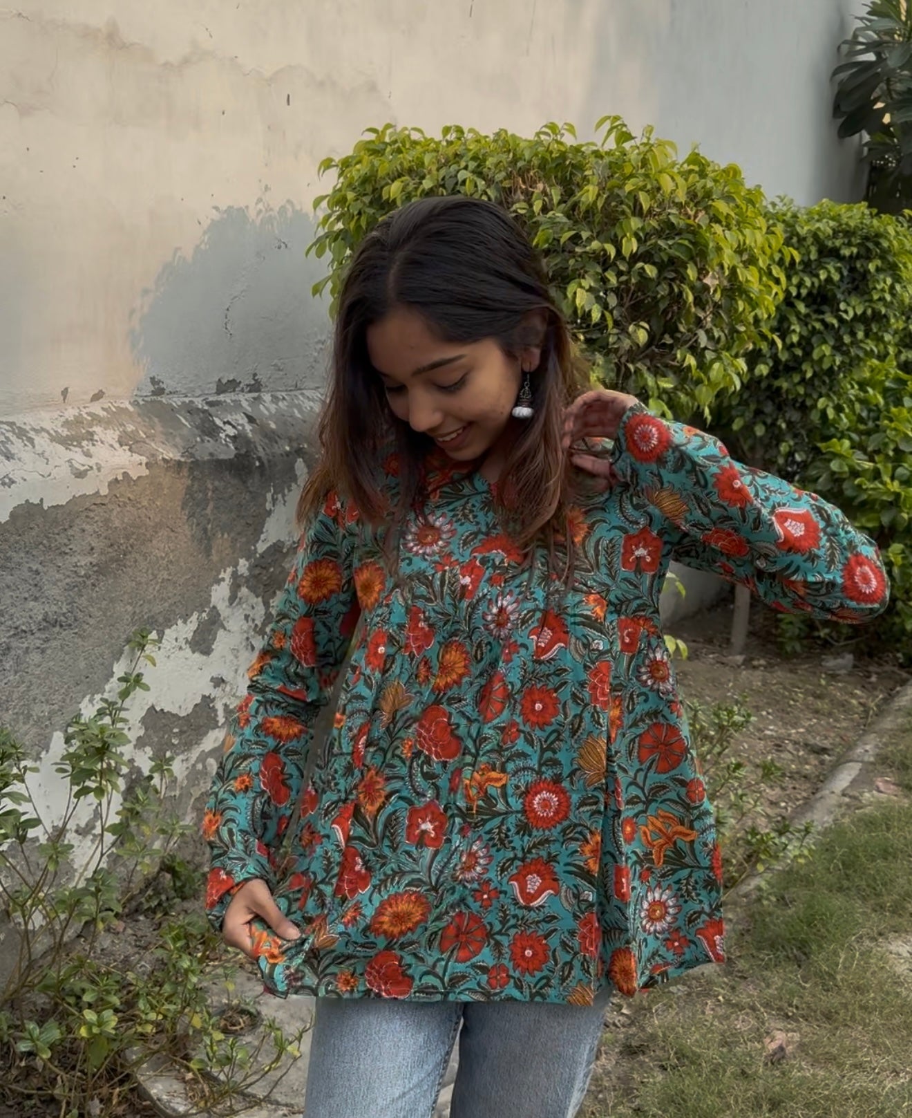 PEPLUM TOP WITH CHURIDAR SLEEVES