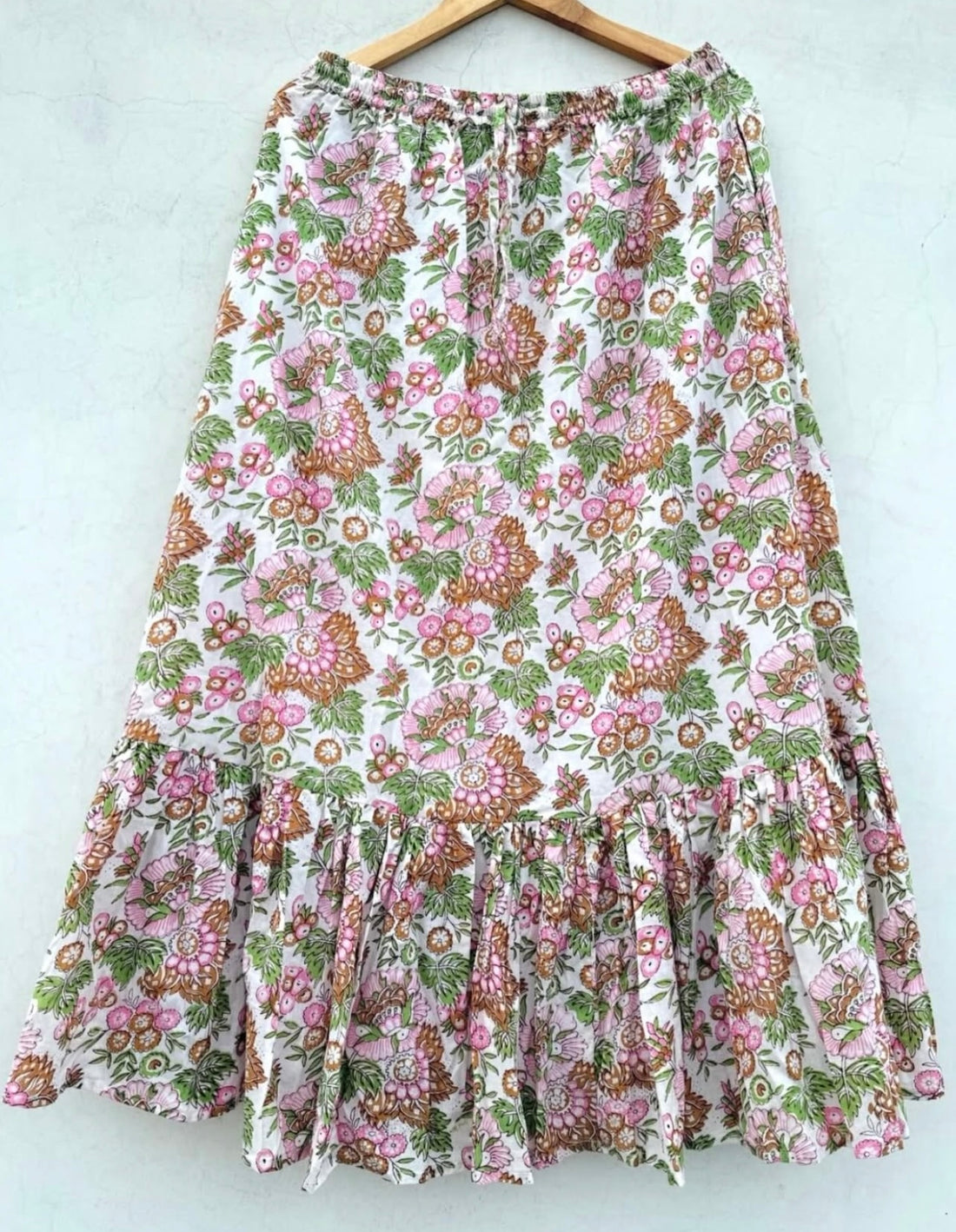 FLARED LONG SKIRT WITH ELASTICATED DRAWSTRING